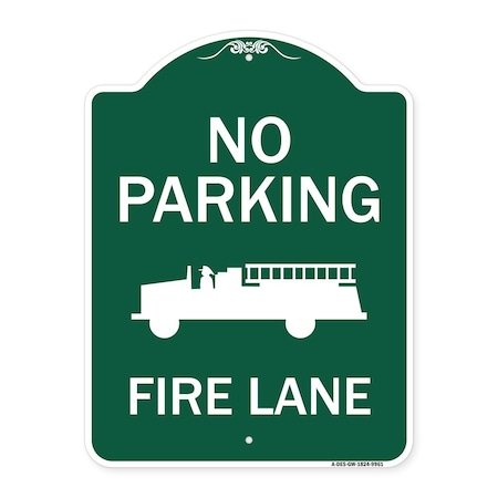 Signmission No Parking Fire Lane Heavy-Gauge Aluminum Architectural Sign, 24" x 18", GW-1824-9961 A-DES-GW-1824-9961